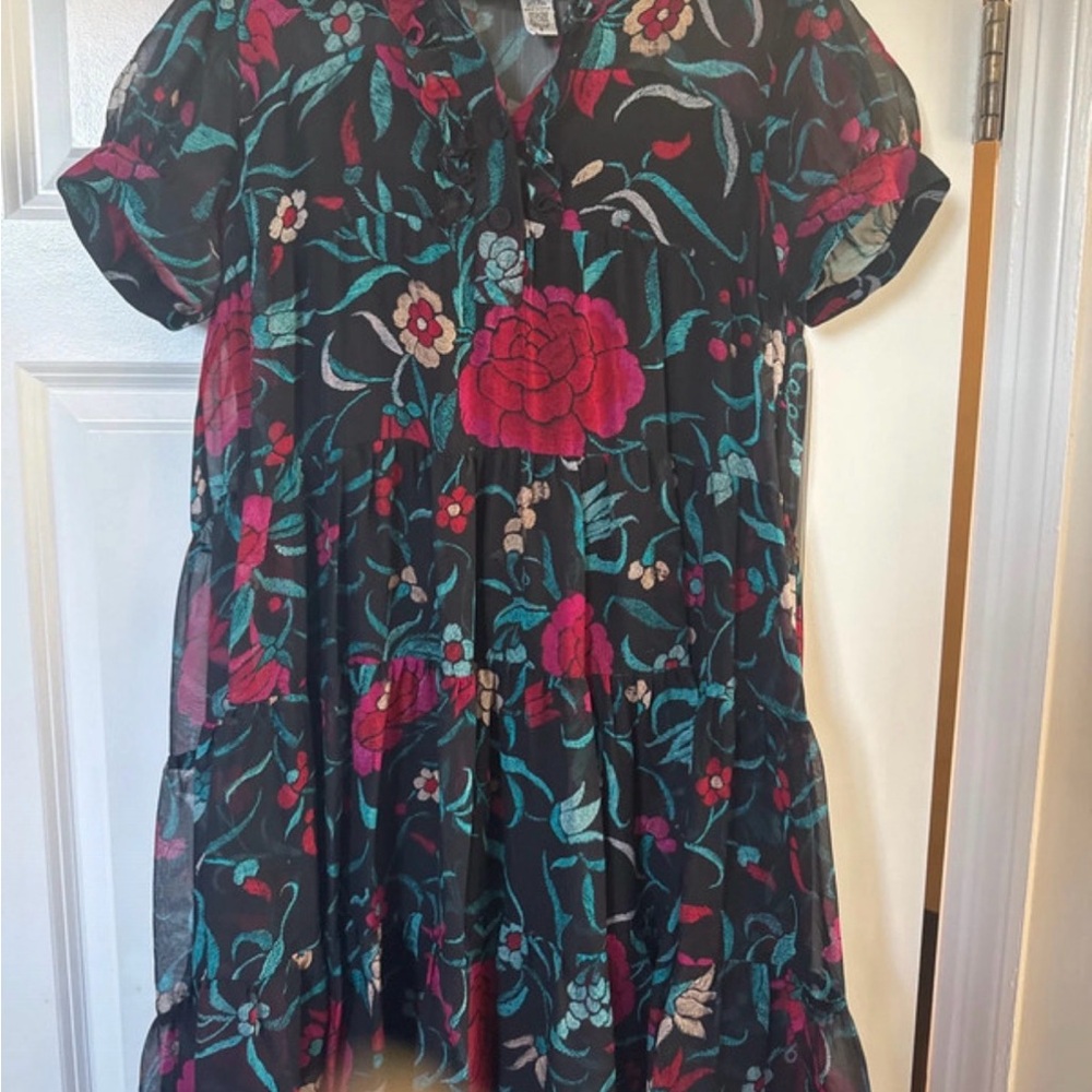 Diane Von Furstenberg Black and Pink Floral Kids Dress